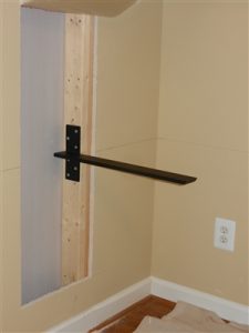 Stud mounted countertop support brackets for floating sinks