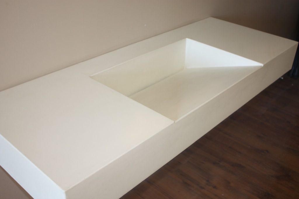 Natural White Single Basin Ramp Slot Drain Vanity Top
